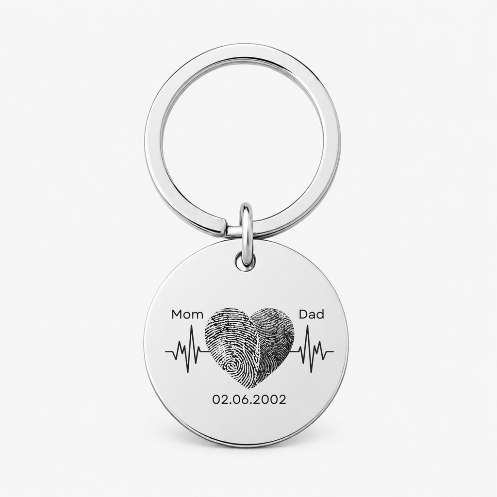 Couple Fingerprint Keychain, Custom Heart Gift