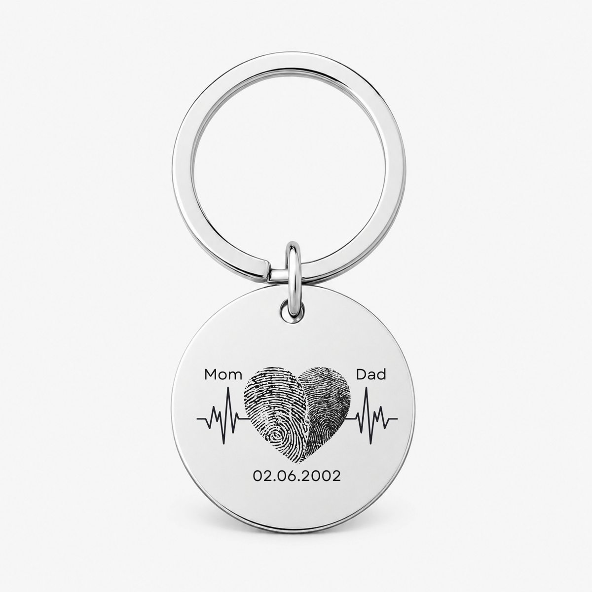 Couple Fingerprint Keychain, Custom Heart Gift