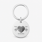 Couple Fingerprint Keychain, Custom Heart Gift