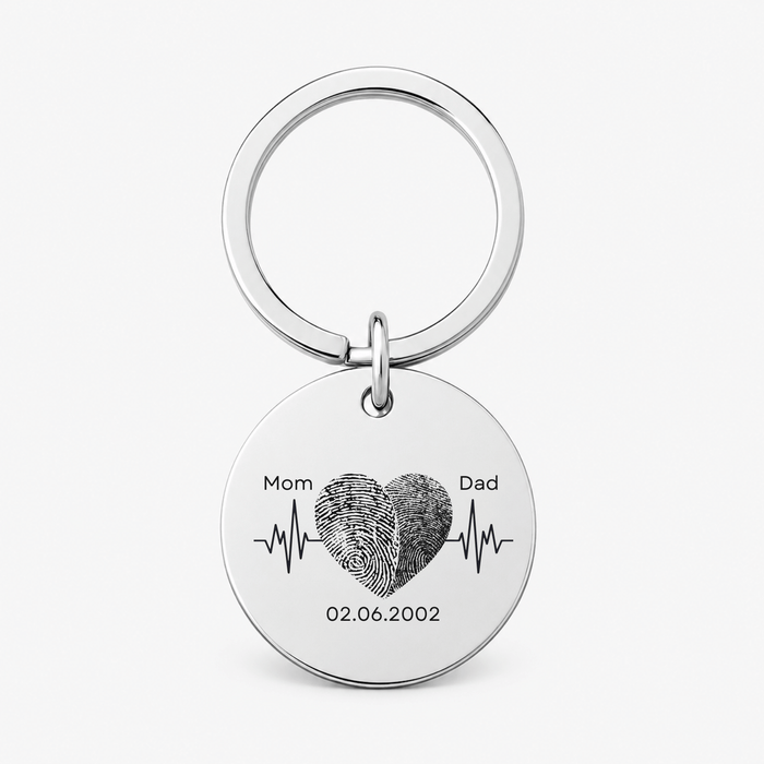 Couple Fingerprint Keychain, Custom Heart Gift