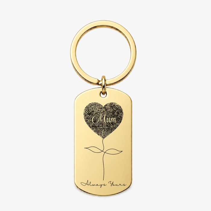 Fingerprint Memorial Keychain, Custom Heart Pendant Gift