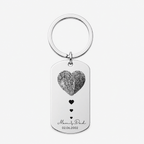 Couple Fingerprint Keychain, Custom Engraved Gift
