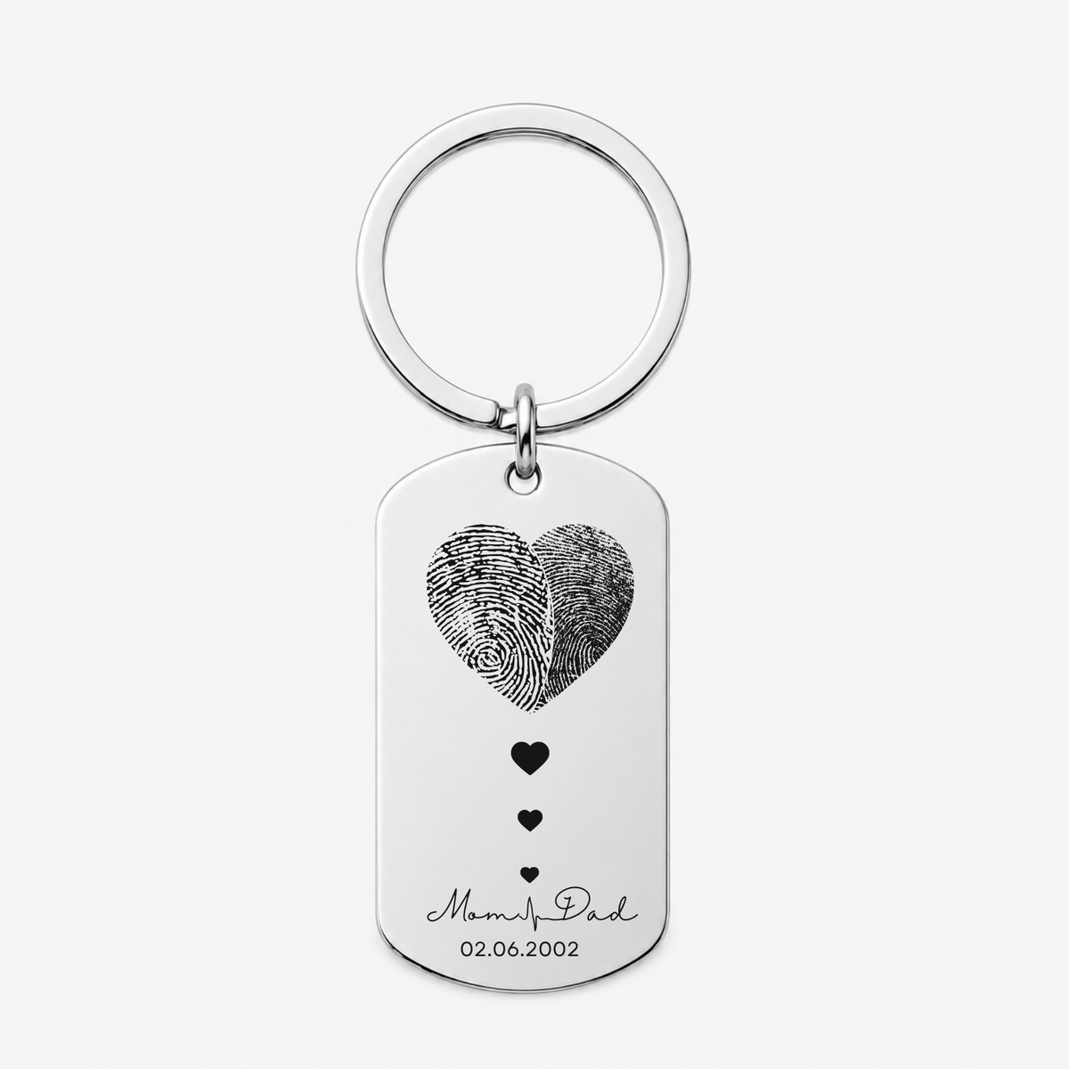 Couple Fingerprint Keychain, Custom Engraved Gift