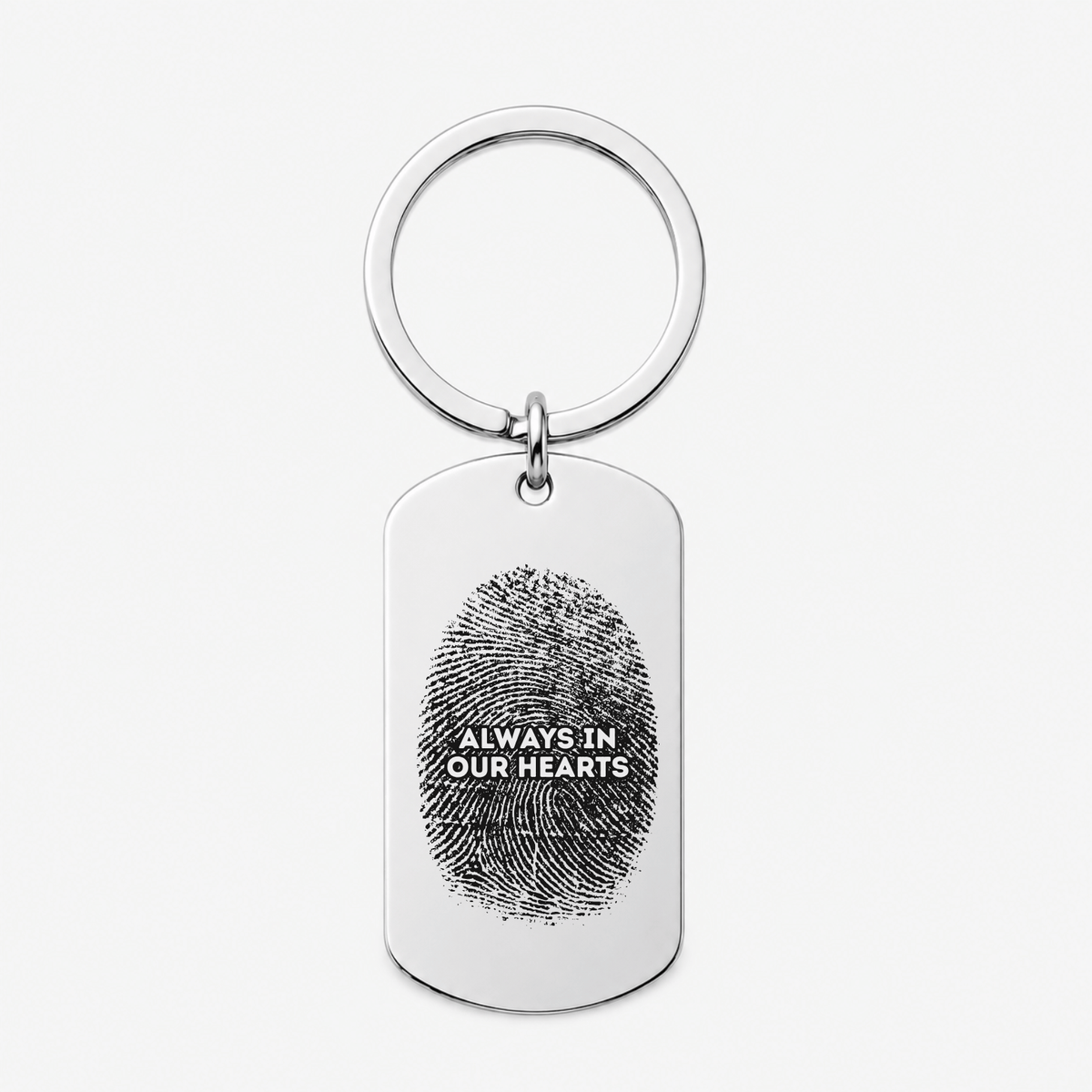 Fingerprint Memorial Keychain, Engraved Remembrance Gift