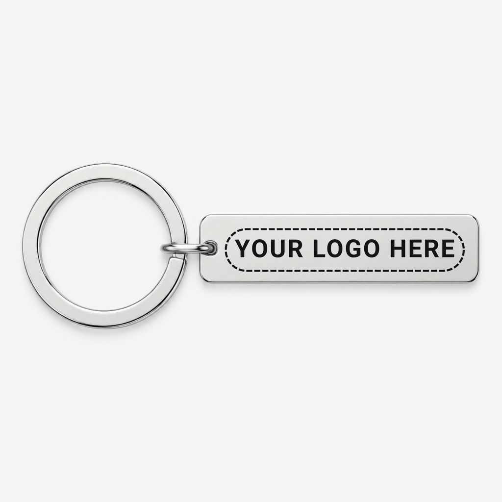 Custom Logo Keychain, Rectangle Engraved Business Gift