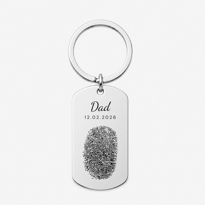 Fingerprint & Handwriting Keychain, Custom Keepsake Gift