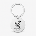 Pet Paw Print Name Keychain, Engraved Memorial Charm