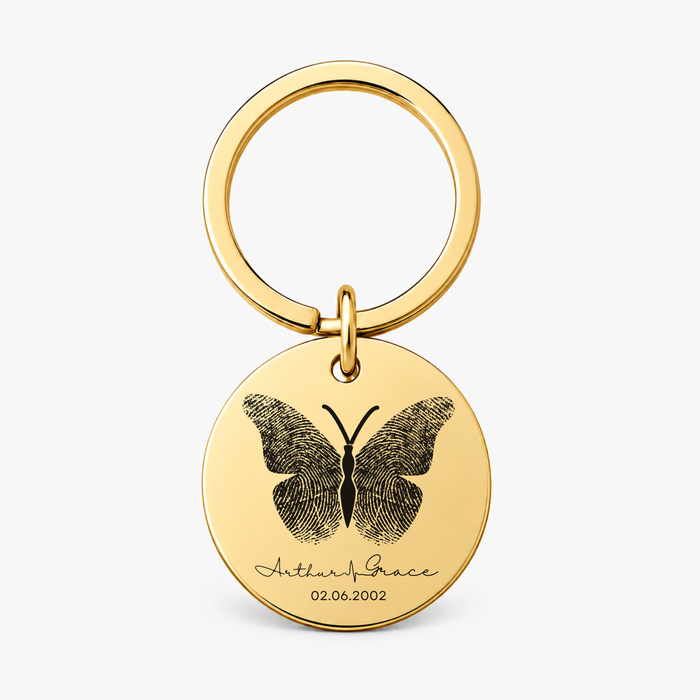 Fingerprint Butterfly Keychain, Custom Memorial Gift
