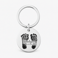 Stainless Steel "Baby Footprint & Name" Engraved Keychain