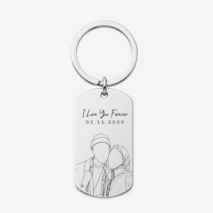Faceless Sketch Photo Keyring