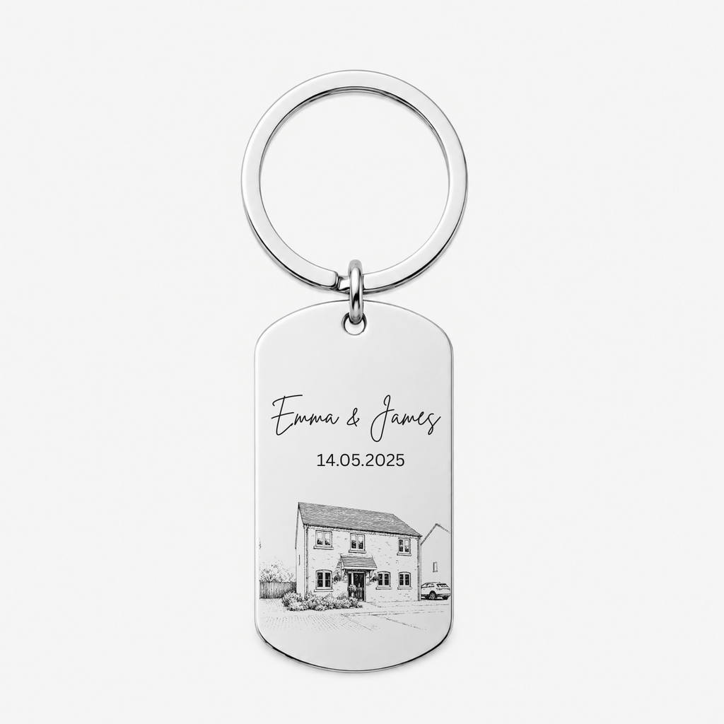 House Portrait Drawing Keyring – New Home Gift