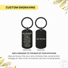 Daily Reminders Engraved Keyring, Motivational Quote Keychain, Inspirational Affirmation Gift, Stainless Steel Keyring Christmas Present