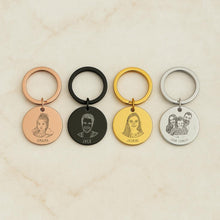 Custom Engraved Keyring, Stainless Steel Memorial Keepsake Keychain, Personalized Portrait Round Keyring, Custom Photo Keychain Gift