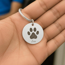 Custom Pet Paw Print Keychain, Personalised Paw & Name Engraved Keepsake, Dog Cat Memorial Gift, Pet Loss Jewellery, Pet Lover Gift