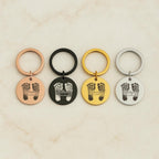Stainless Steel "Baby Footprint & Name" Engraved Keychain