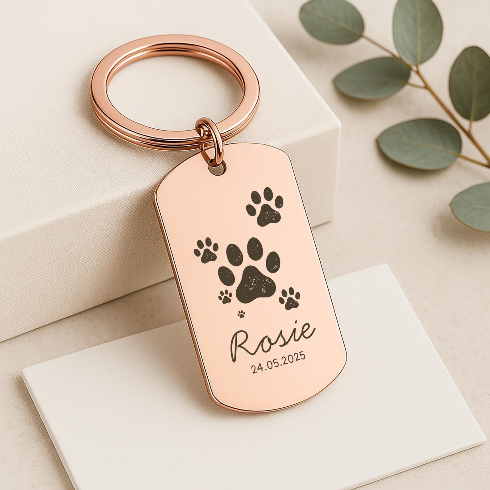 Personalised Pet Paw Print Keyring