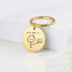 Photo Sketch Keychain, Double-Sided Engraved Gift