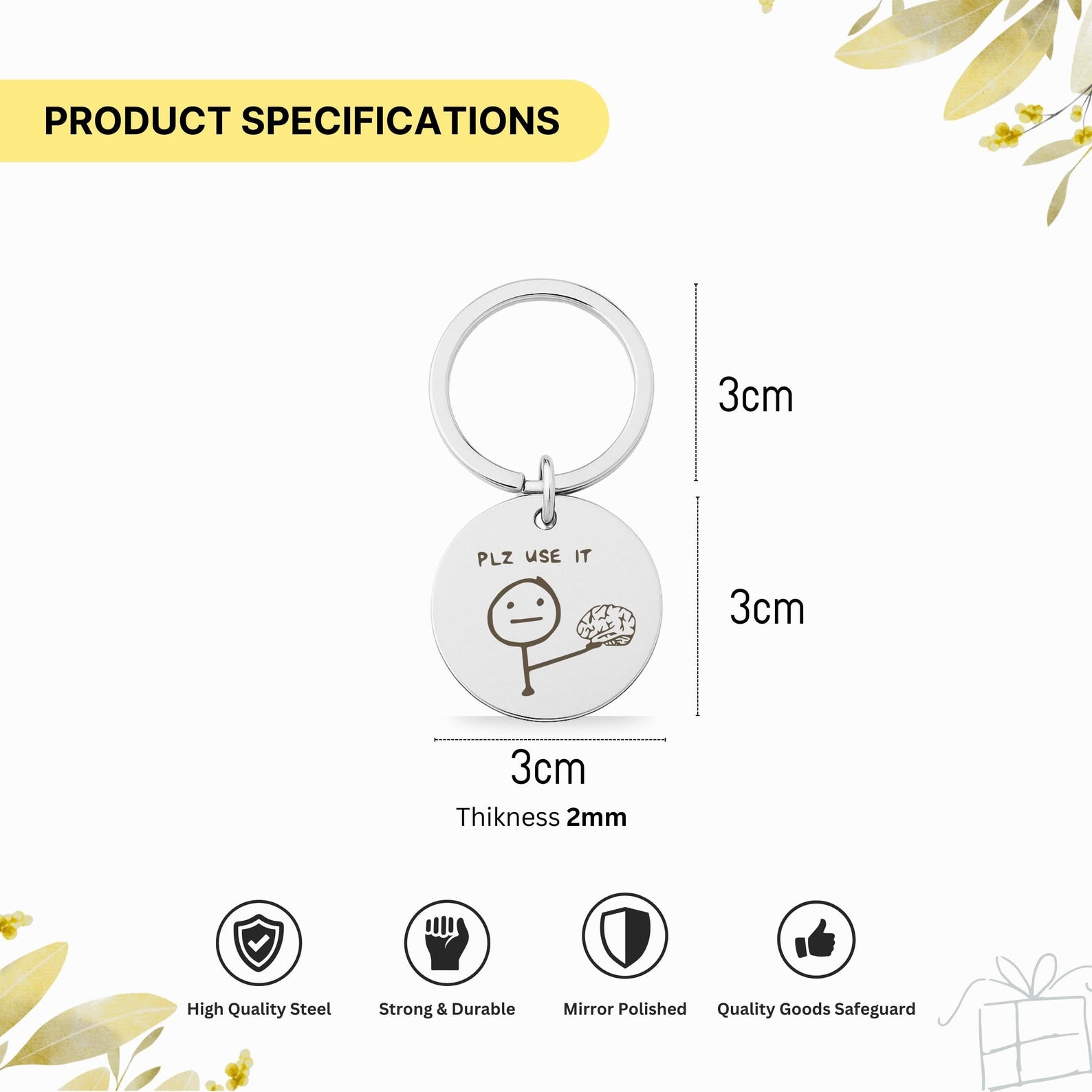 Photo Sketch Keychain, Double-Sided Engraved Gift