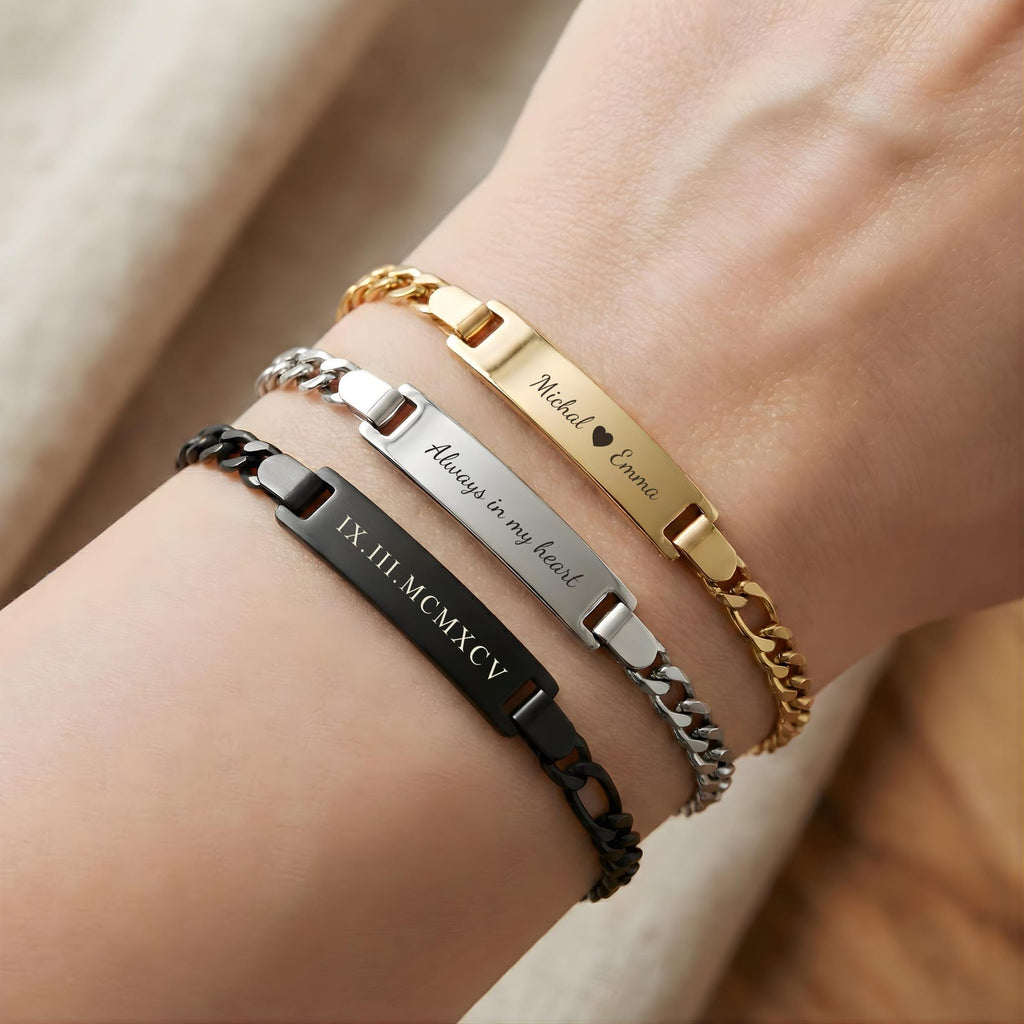 Personalised Engraved Name Bar Bracelet