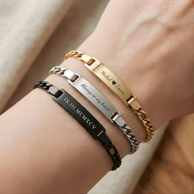 Personalised Engraved Name Bar Bracelet