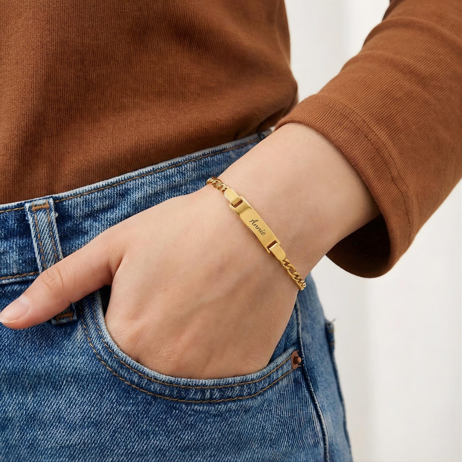 Personalised Engraved Name Bar Bracelet
