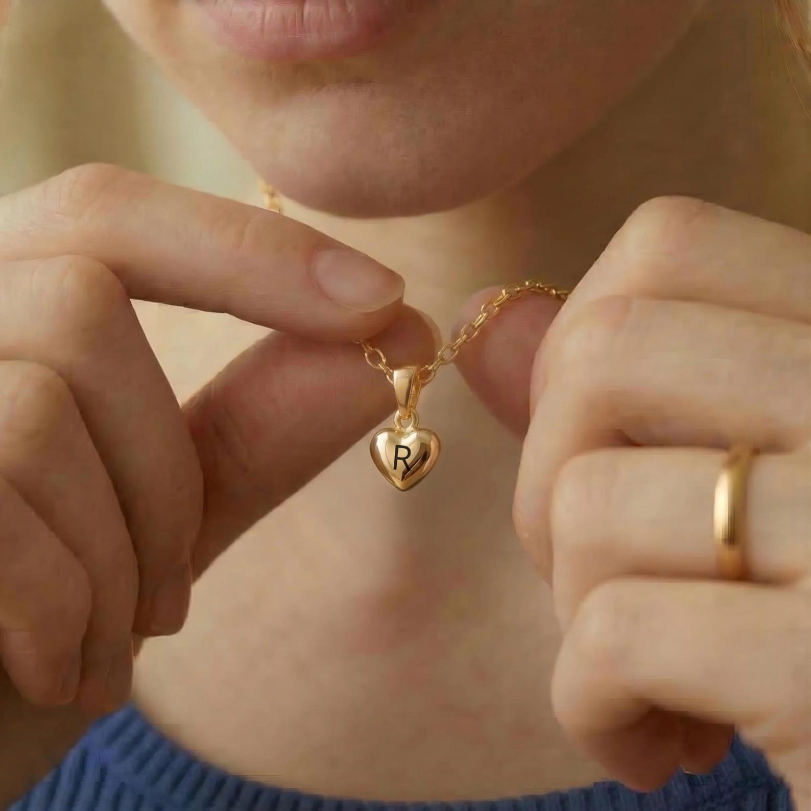Personalised Engraved Heart Initial Necklace