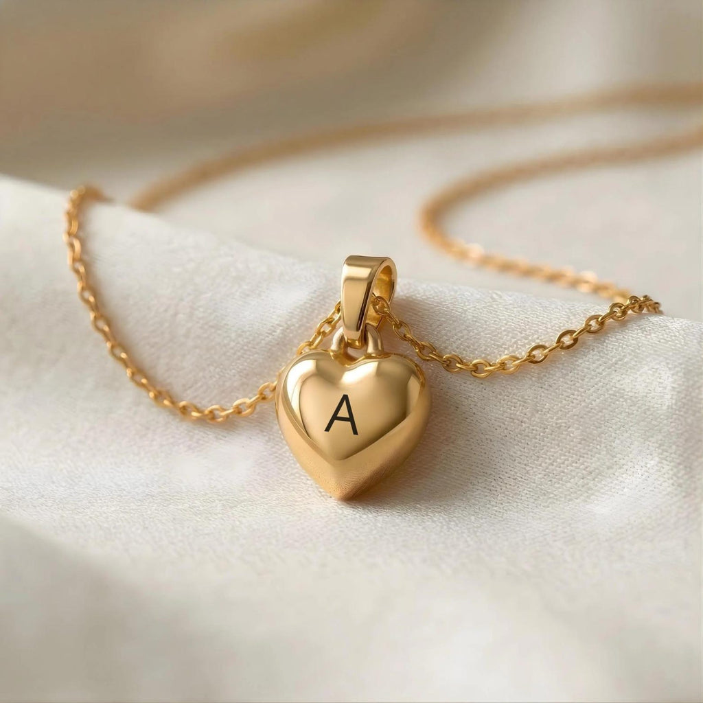 Personalised Engraved Heart Initial Necklace