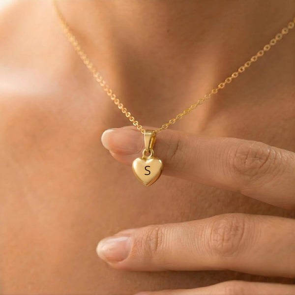 Personalised Engraved Heart Initial Necklace