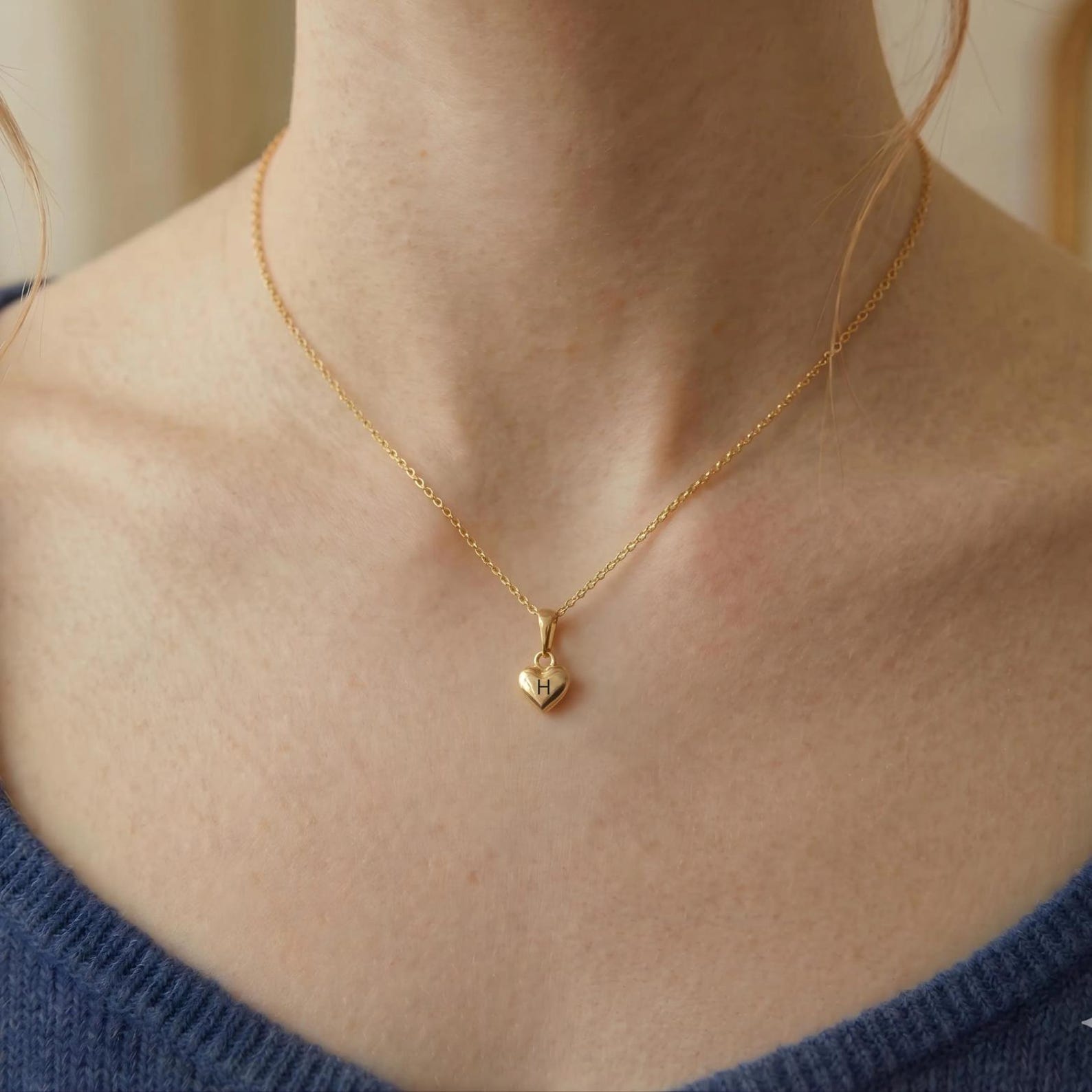 Personalised Engraved Heart Initial Necklace
