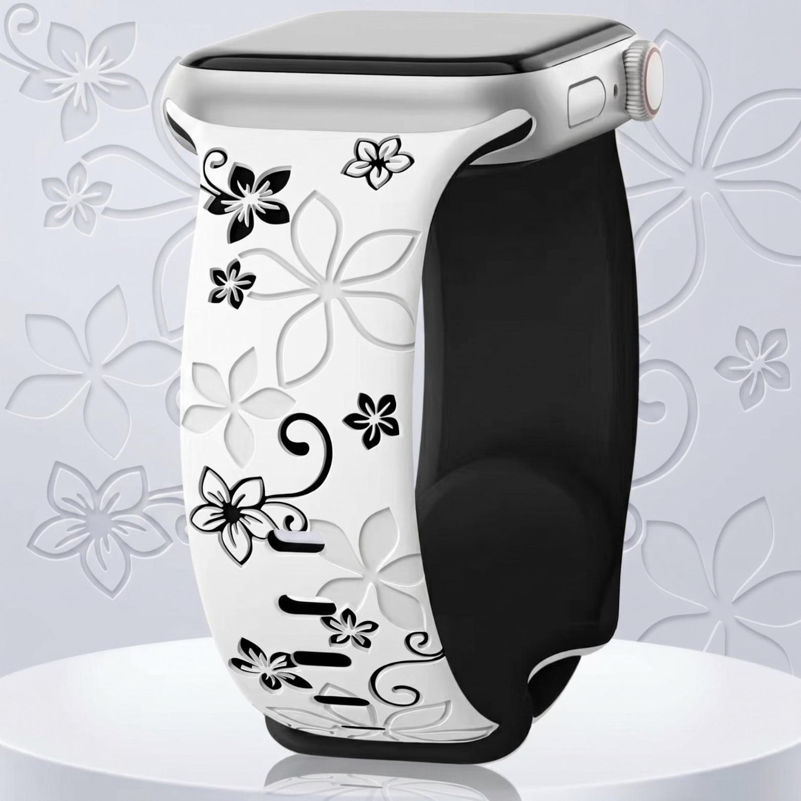 Floral Engraved Apple Watch Band