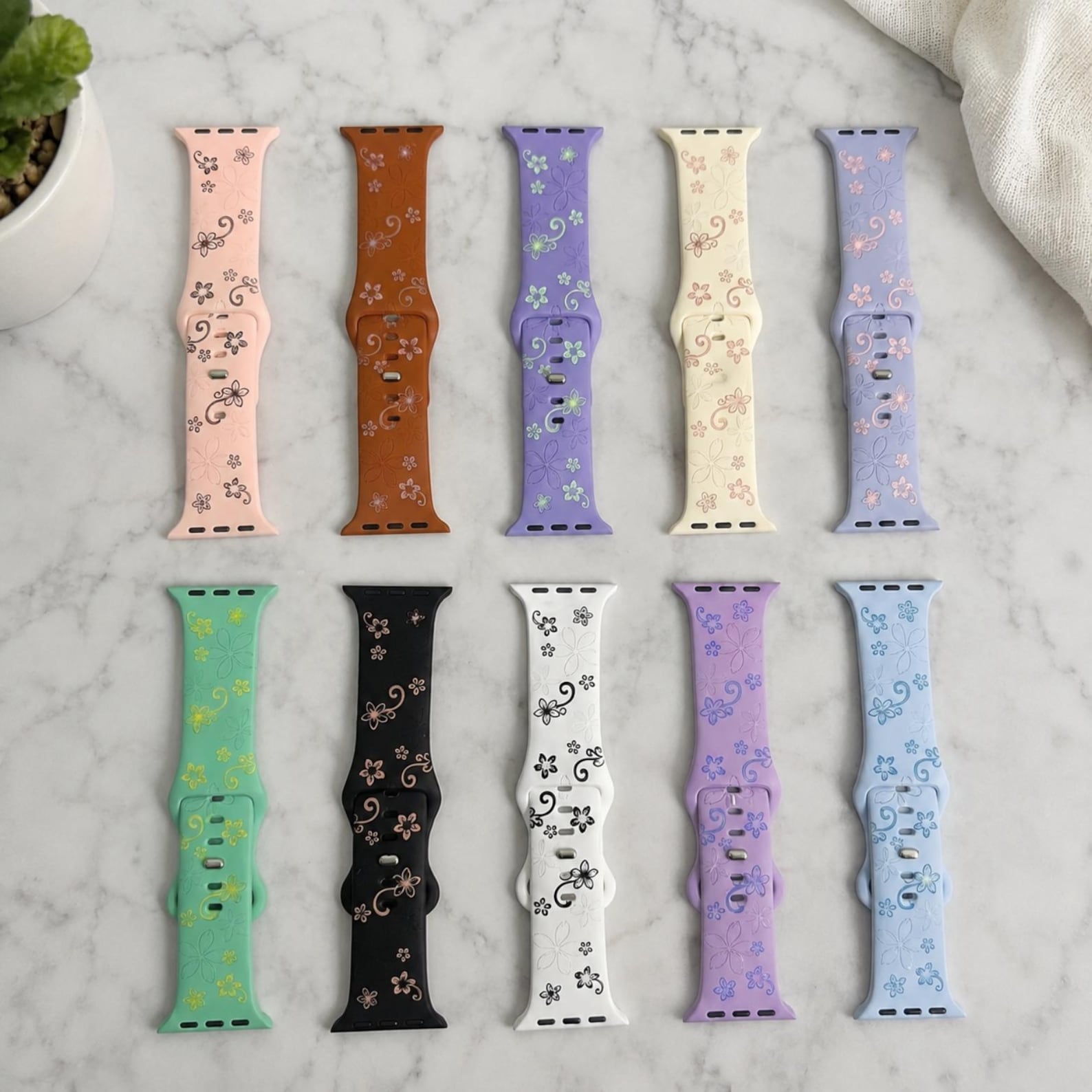 Floral Engraved Apple Watch Band