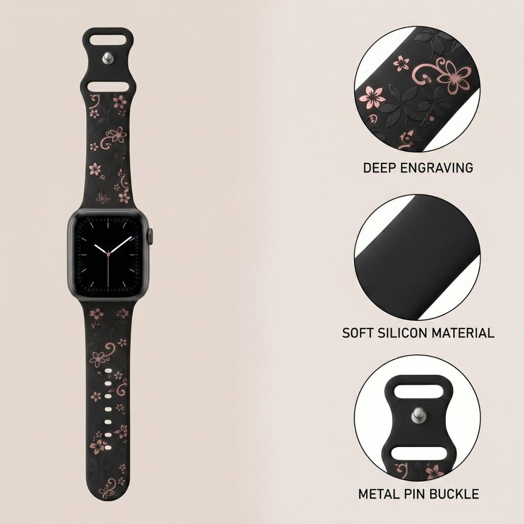 Floral Engraved Apple Watch Band