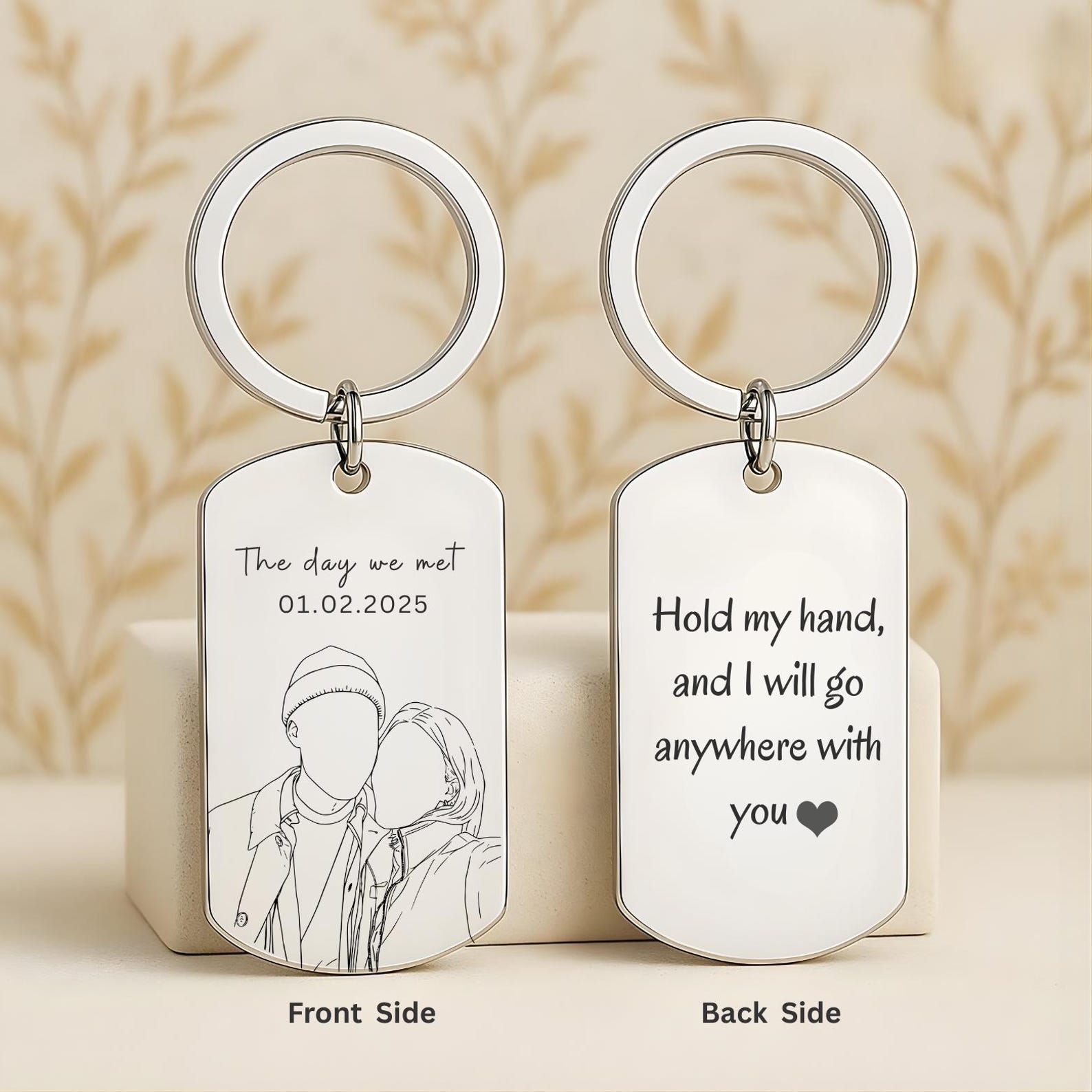 Faceless Sketch Photo Keyring
