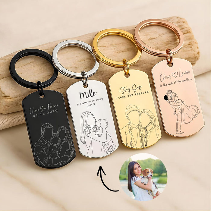 Faceless Sketch Photo Keyring