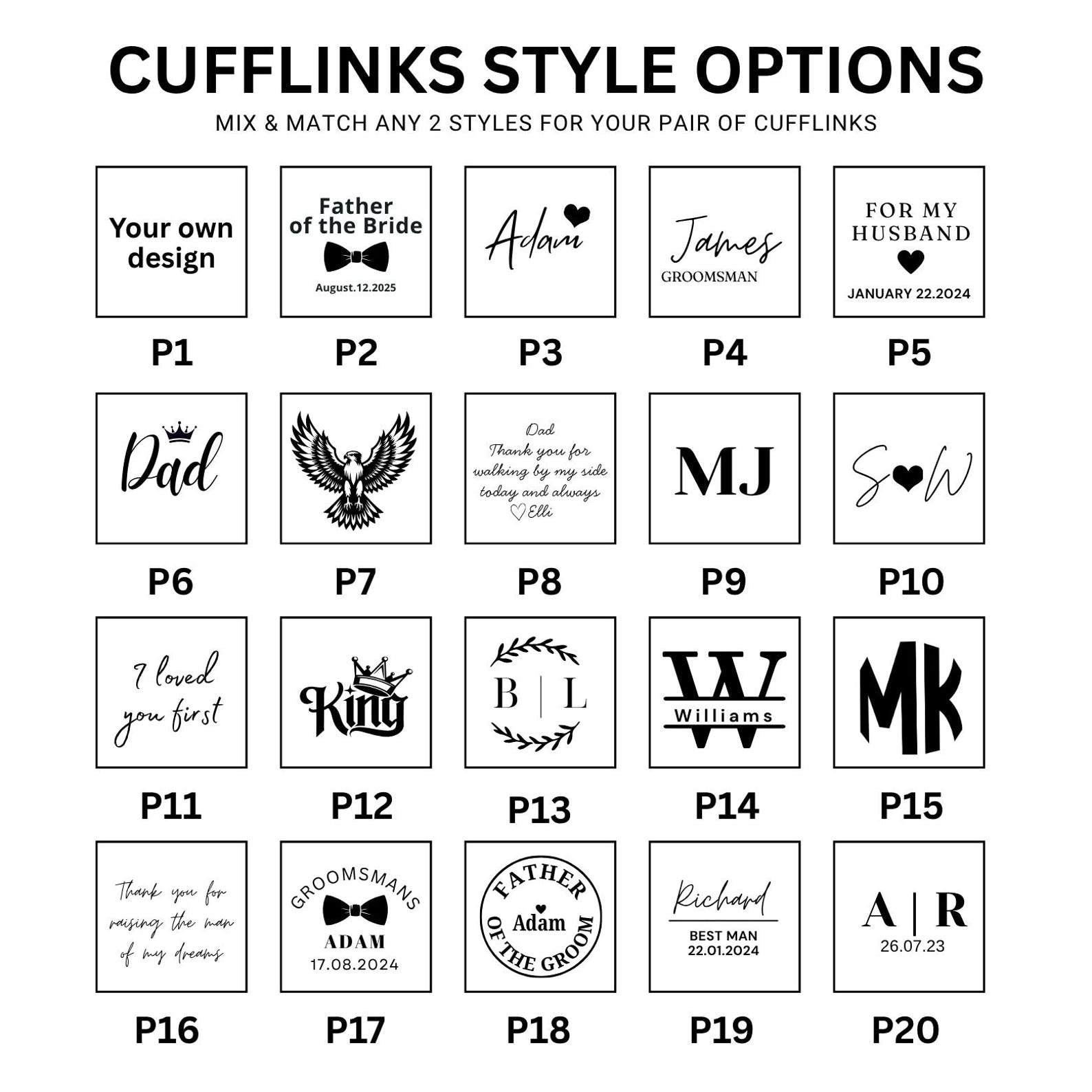 Custom Engraved Groomsmen Cufflinks