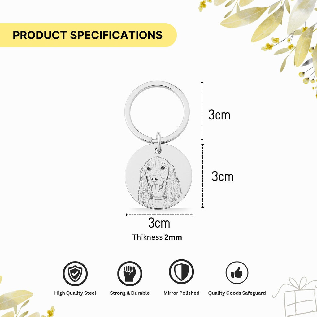Pet Photo Sketch Keyring