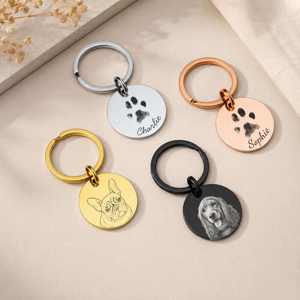 Pet Photo Sketch Keyring