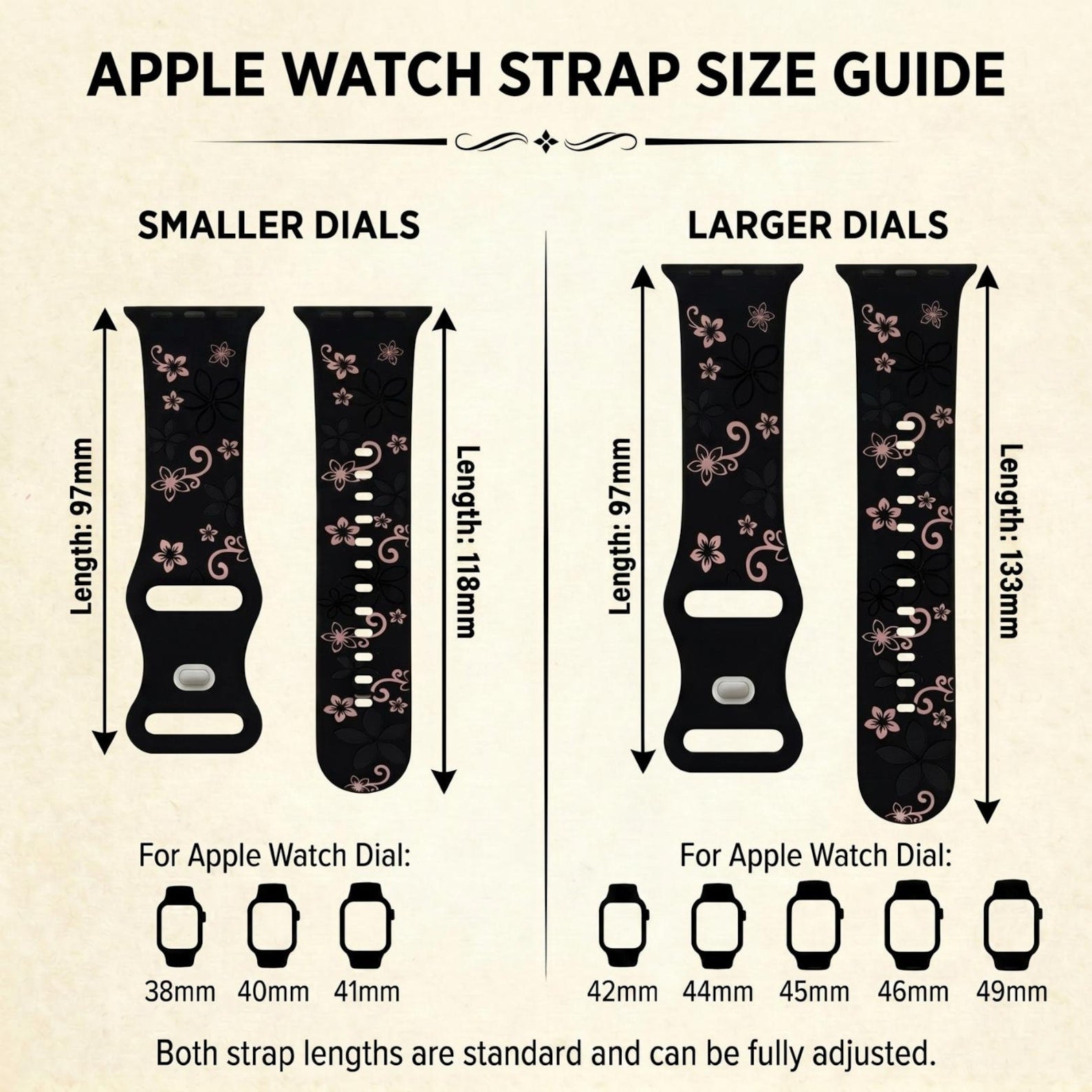 Floral Engraved Apple Watch Band