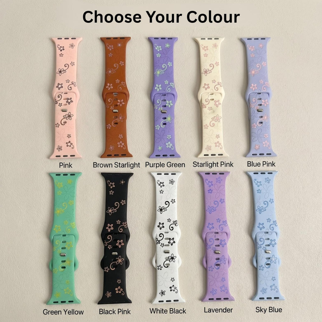 Floral Engraved Apple Watch Band
