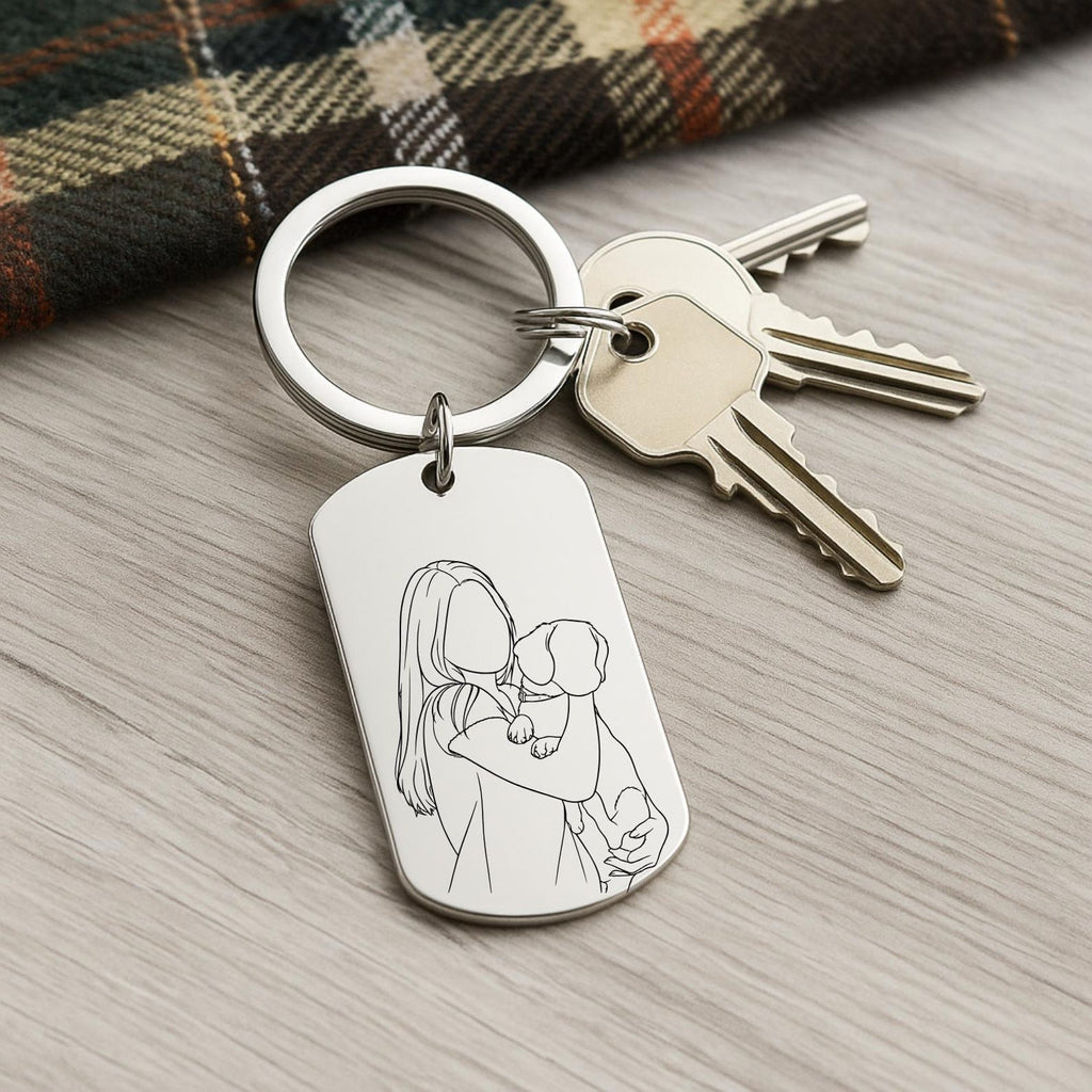 Faceless Sketch Photo Keyring