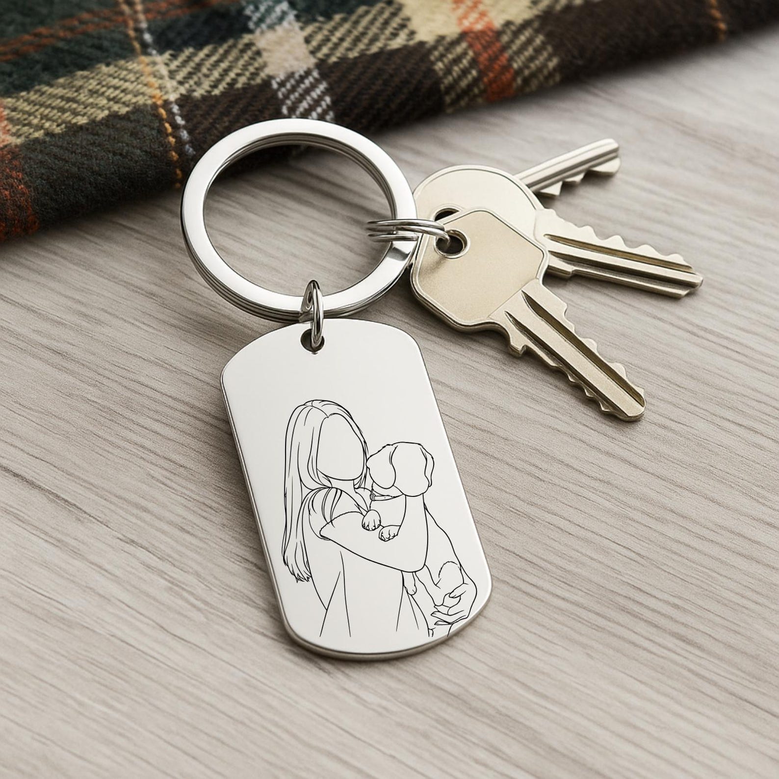 Faceless Sketch Photo Keyring