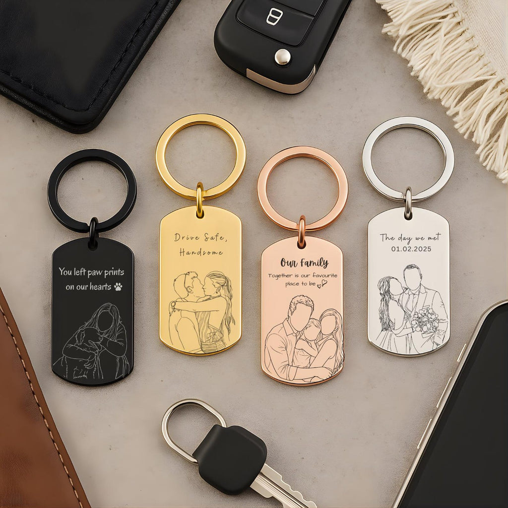 Faceless Sketch Photo Keyring