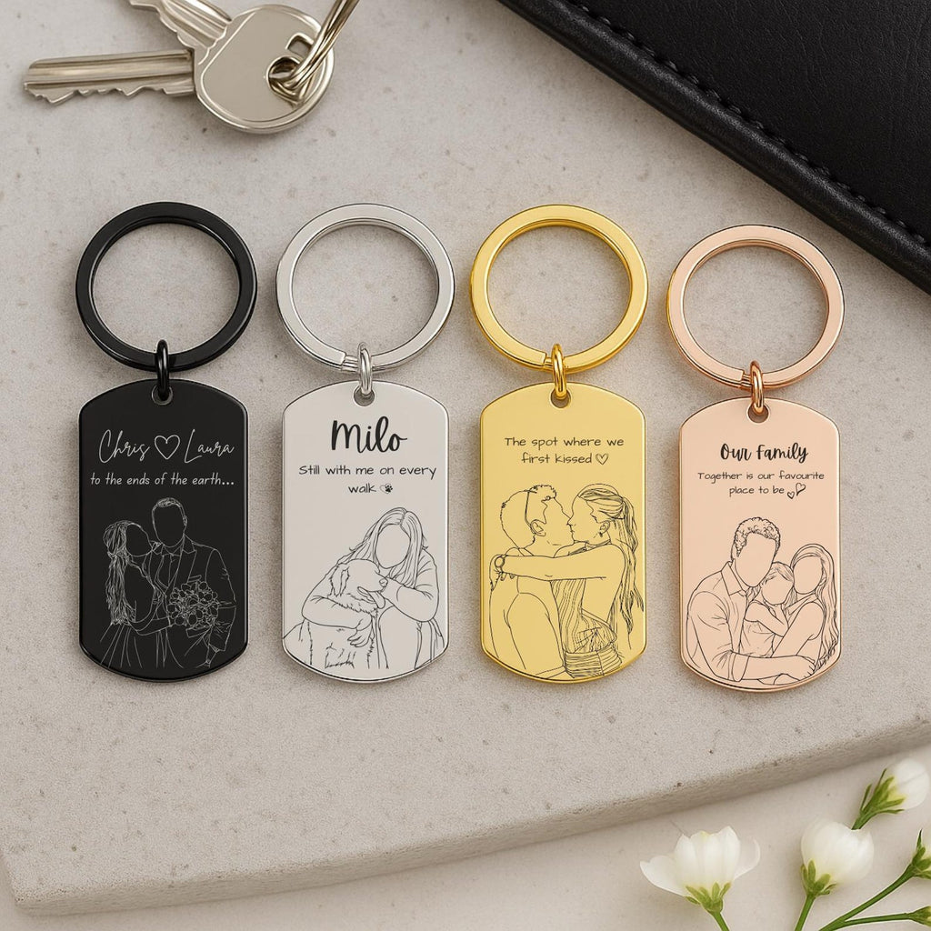 Faceless Sketch Photo Keyring