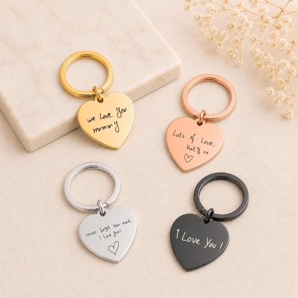 Handwriting Heart Engraved Keyring