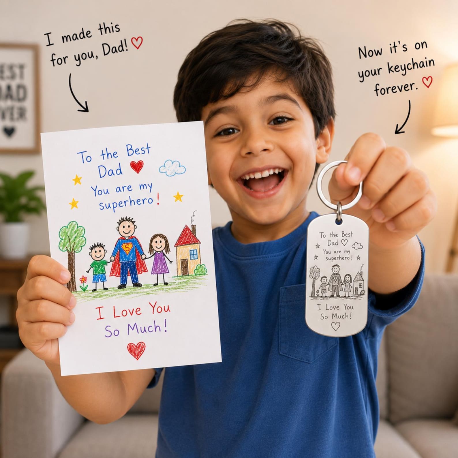 Personalised Child's Drawing Keyring