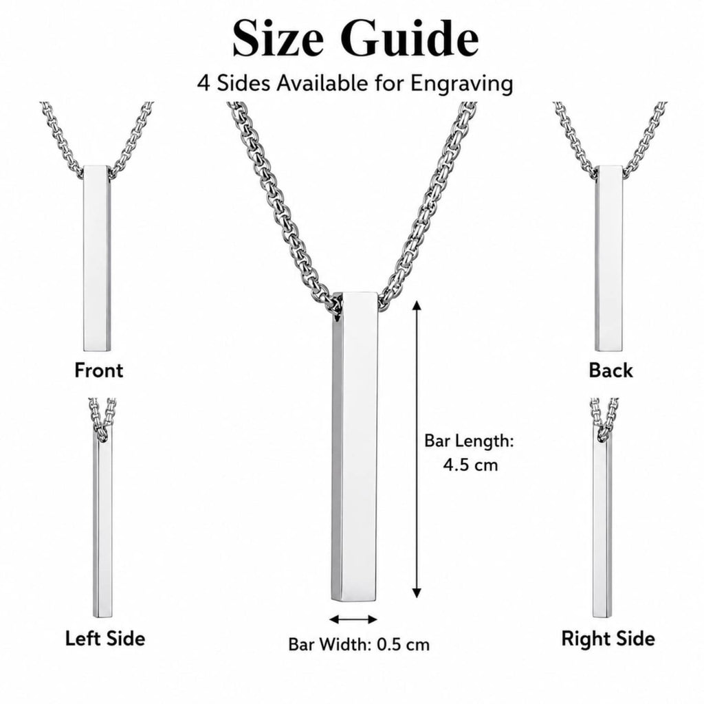 Engraved Bar Name Necklace for Men