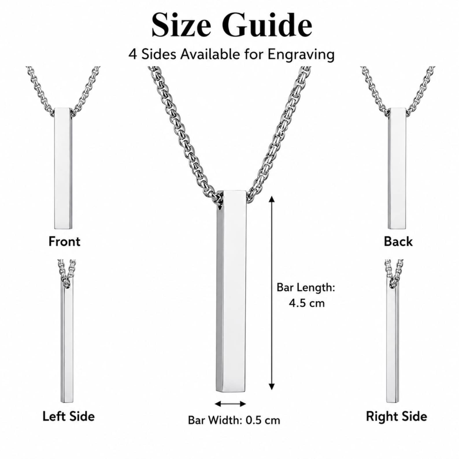 Engraved Bar Name Necklace for Men