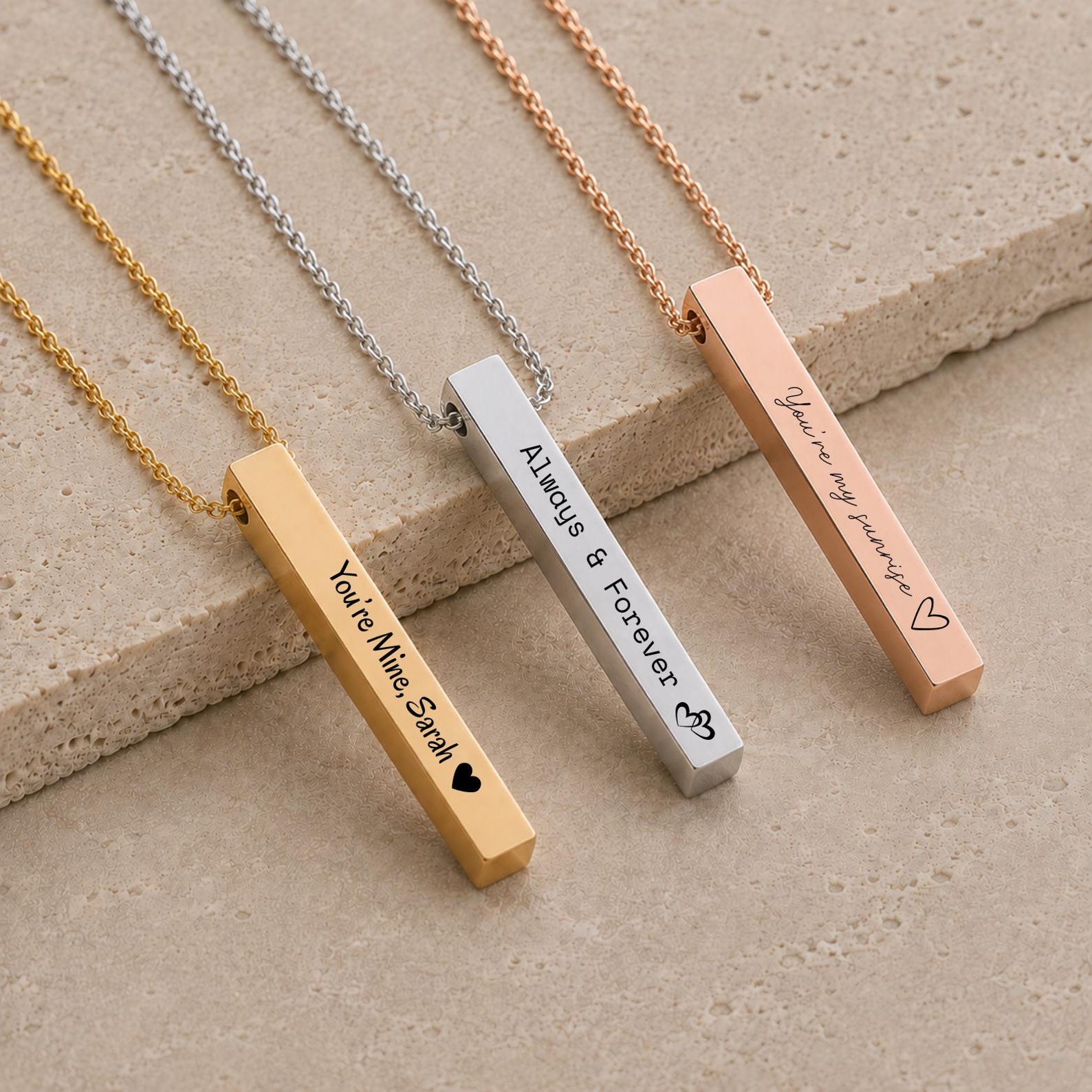 Coordinates Bar Nameplate Necklace