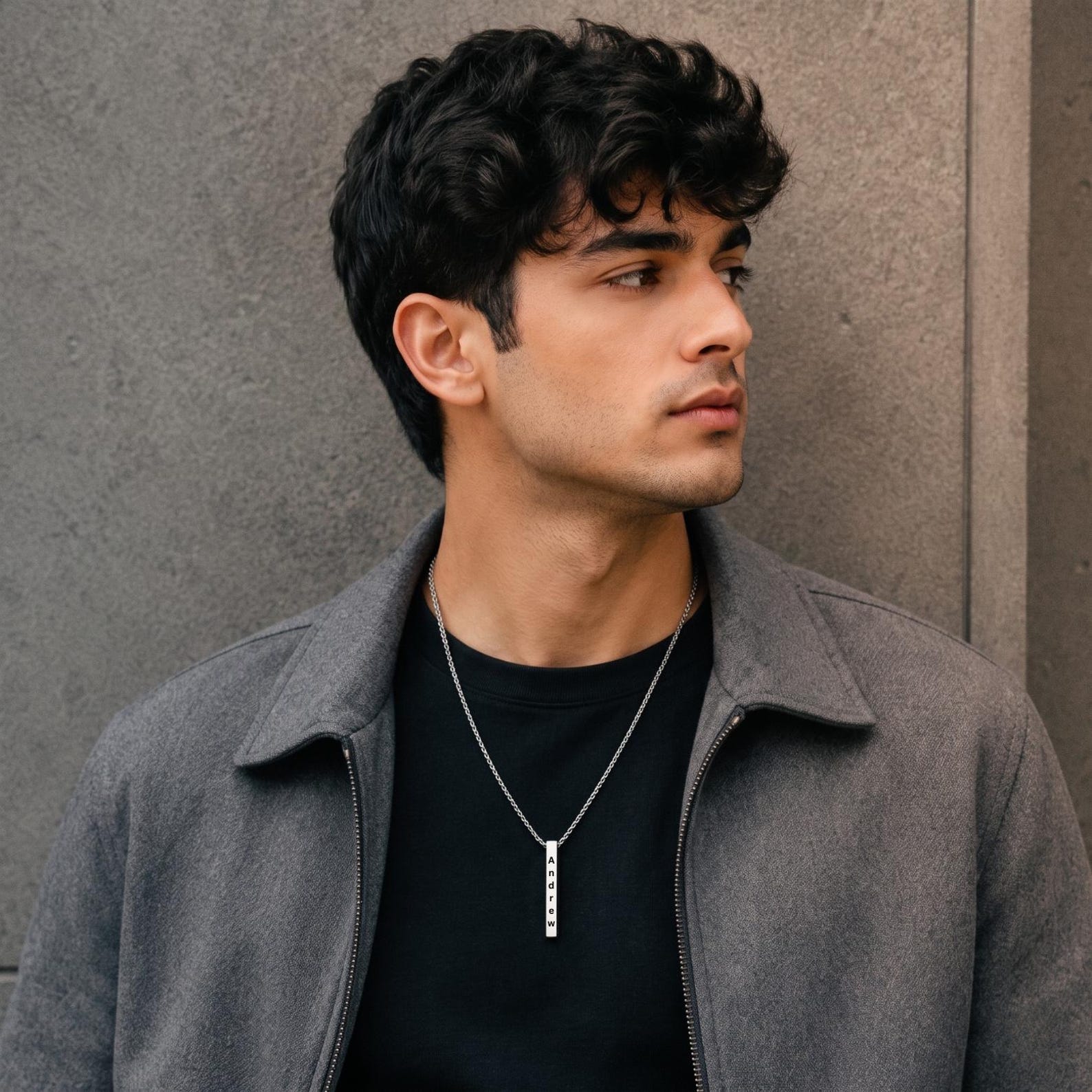 Coordinates Bar Nameplate Necklace