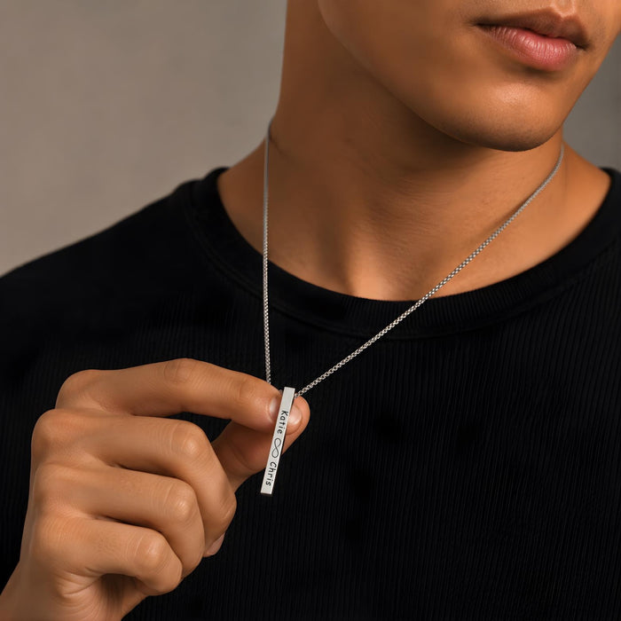 Engraved Bar Name Necklace for Men